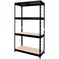 Regał metalowy magazynowy nitowany czarny 180x90x45 cm – 4 półki/200 kg