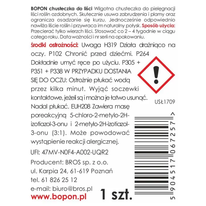 Biopon chusteczka do liści