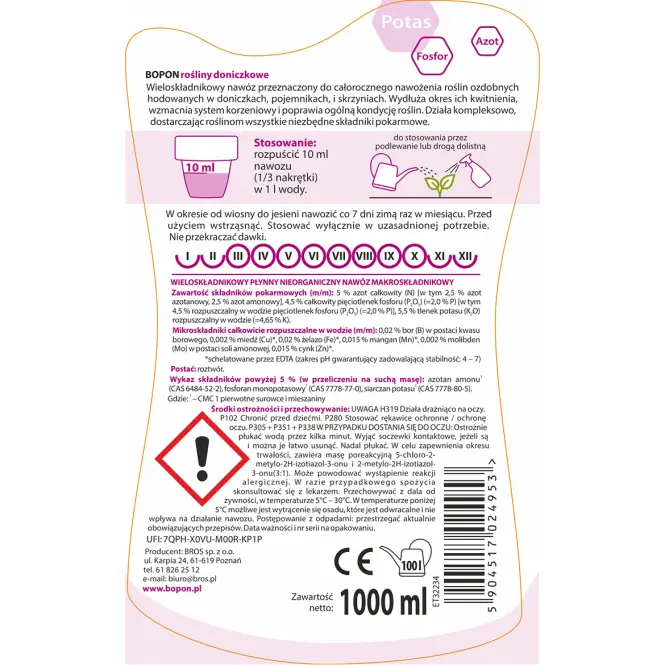 Biopon do roślin doniczkowych 1l