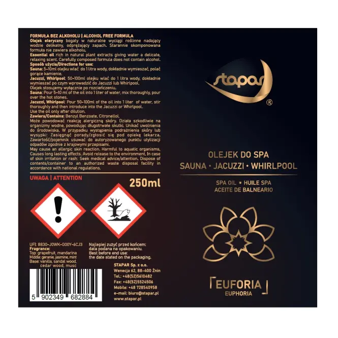 Olejek zapachowy do basenów Spa 250ml Euforia