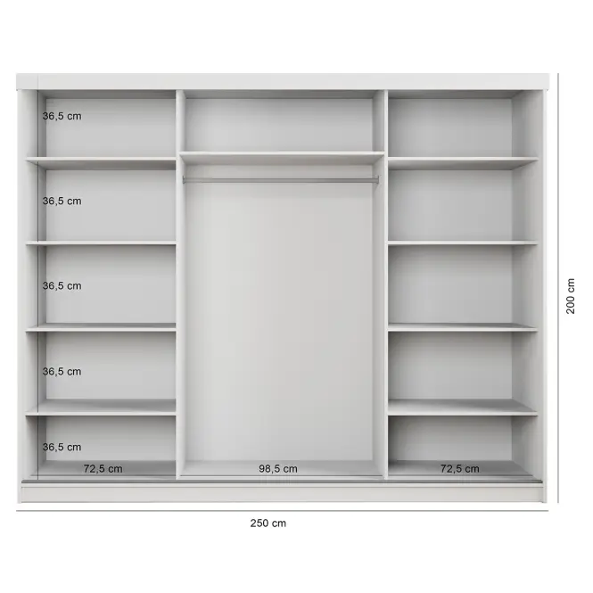 Szafa Palermo 250 biały + lustro