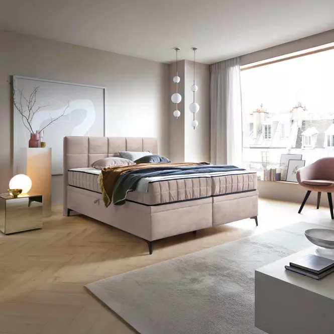 Łóżko Greta 160/200 Amon 17 beżowy + materac