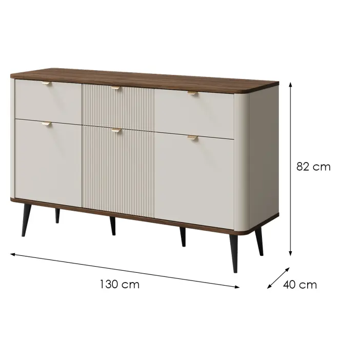 Komoda 130 Marly 10 3d3s Orzech/Kashmir