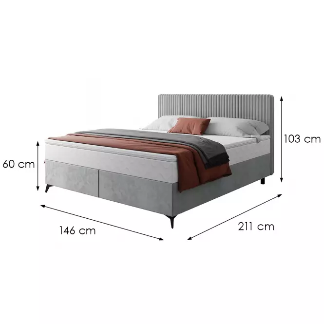 Łóżko Wave z topperem 140x200 Manila 15/Tilia 86