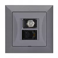 Gniazdo typu F + gniazdo RJ45 POLA silver 33105