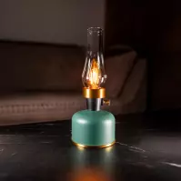 Lampa stołowa „naftowa” OLIA USB IP44 green