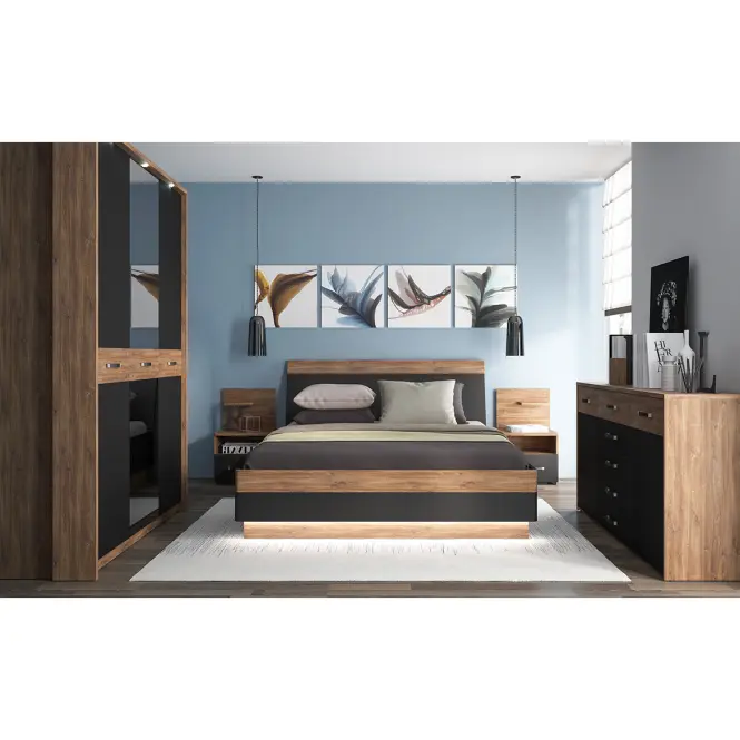 Szafka Nocna Monaco Moak02p 1s Stirling Oak/ Czarny Mat