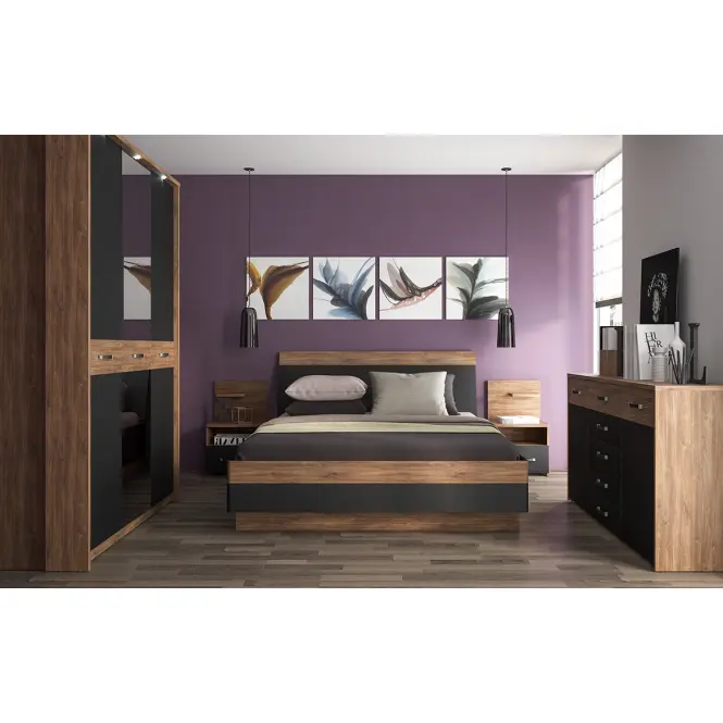 Szafka Nocna Monaco Moak02p 1s Stirling Oak/ Czarny Mat