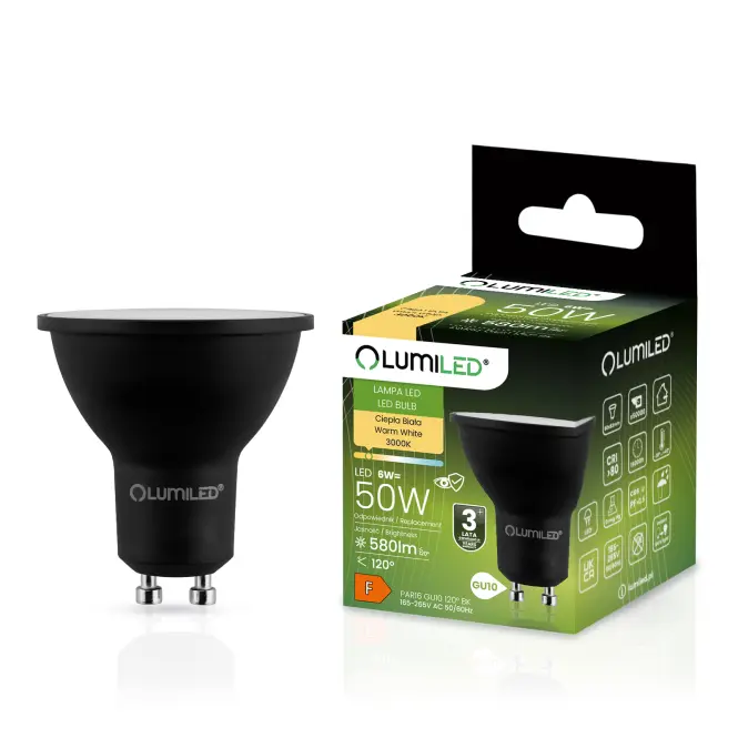 Żarówka LED GU10 6W 830 580LM FR 120D BK 3000