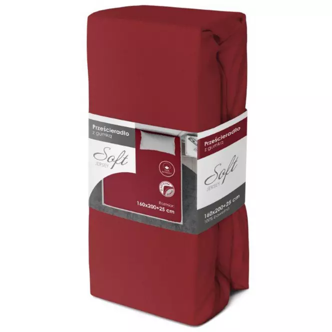 Prześcieradło jersey z gumką 90x200 czerwony,3