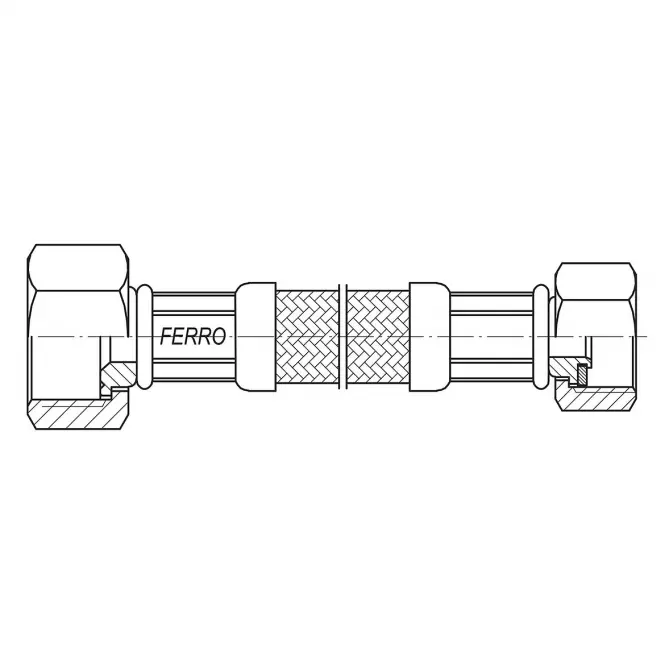 Wąż w oplocie stalowym L-60 cm 1/2” x 3/8” n-n PWS85