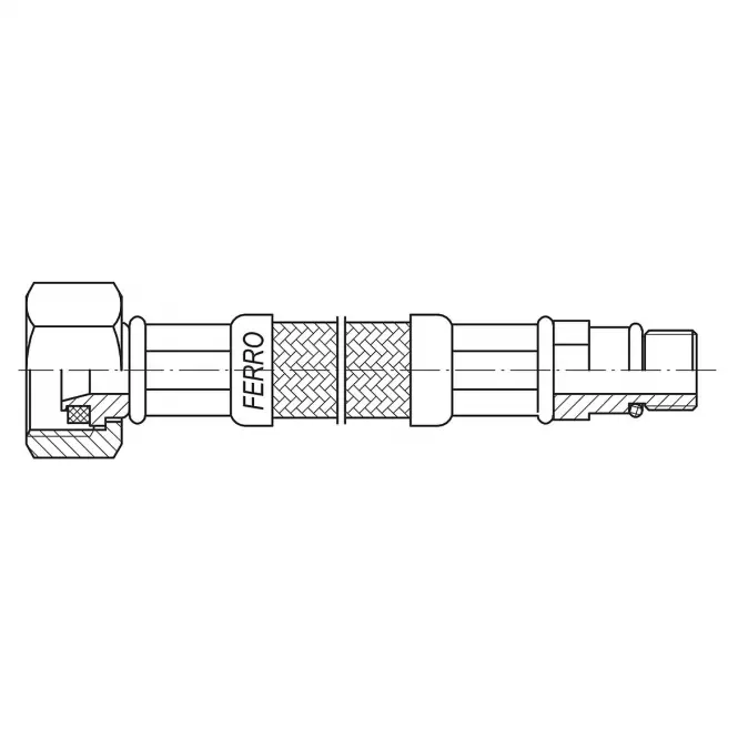 Wąż bateryjny w oplocie stalowym L-60 M10 x 1/2 krótki WBS82