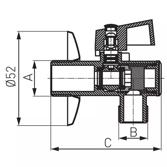 Zawór kulowy kątowy 1/2” x 3/8” z rozetą i filtrem Z1238KF