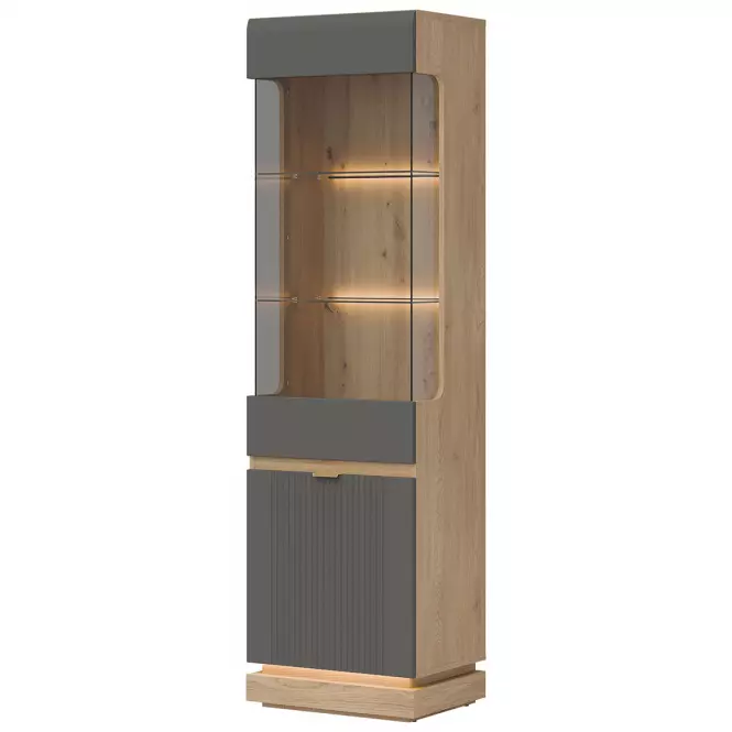 Witryna L/P  Milton Ml05 Dąb Crem Torro Szary,3