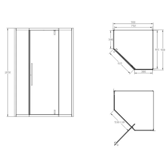 Kabina prysznicowa pięciokątna Elize 90x90 black,2