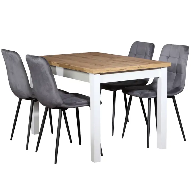 Zestaw Stół I Krzesła Fred 1+4 120x80 Artisan/Biały