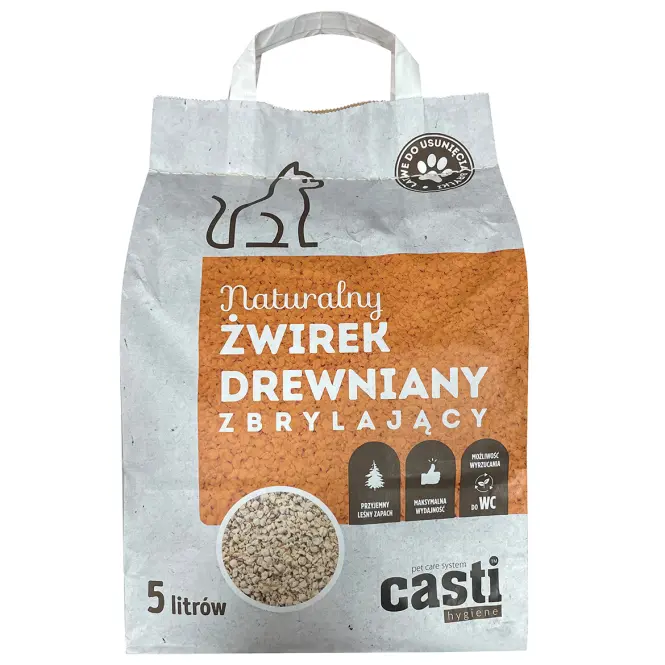 Casti żwirek drewniany zbrylający zapach naturalny 5 l