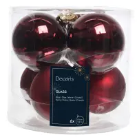 Bombki szklane 6 szt czerwone średnica 8 cm 9140399