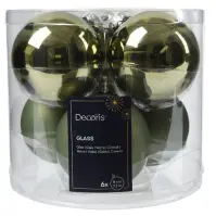 Bombki szklane 6 szt zielone średnica 8 cm 9140656