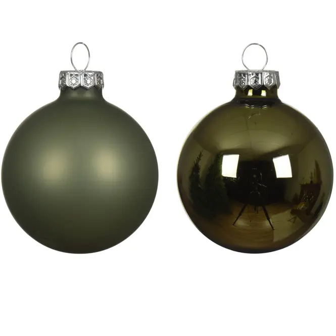 Bombki szklane 6 szt zielone średnica 8 cm 9140656