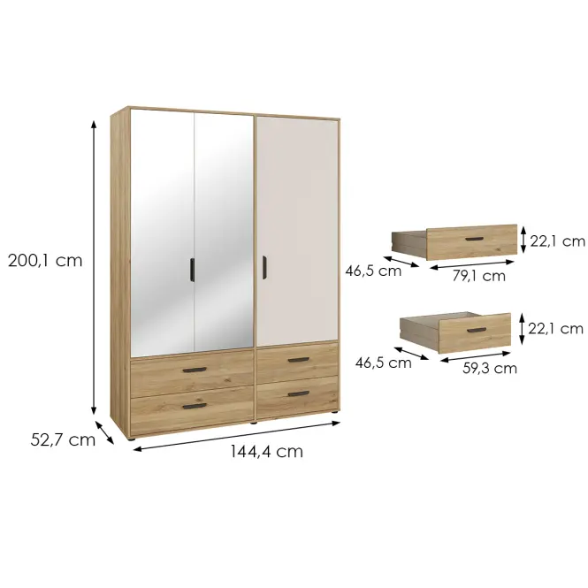 Szafa Mokkaro  Moks838-M802 1d2lud4sz Piaskowy/Dąb Mauvella,2