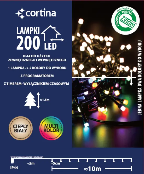 Lampki LED 200l zew. z programatorem i timerem 13/25/LED/ww+m