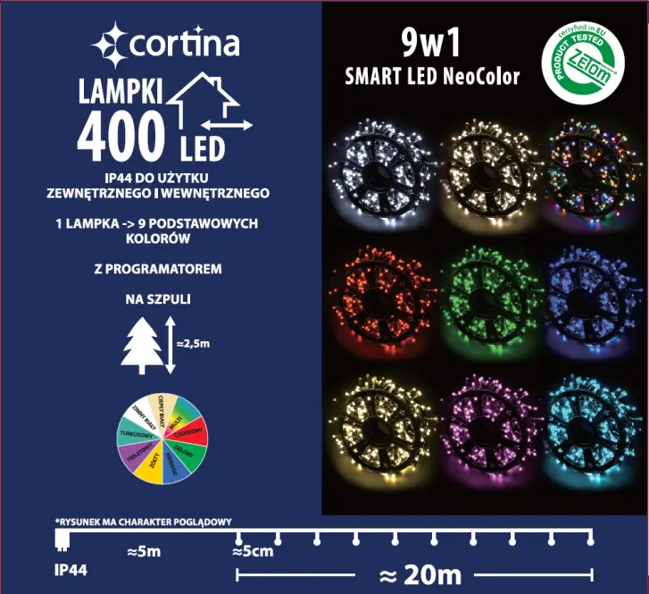 Lampki LED 400l zew. Z program i multifunction 43/25/le