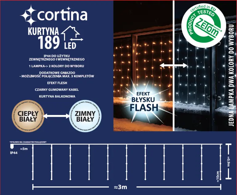 Lampki LED 189 LED zew. Transf 49/25/LED/ww+cw+flash