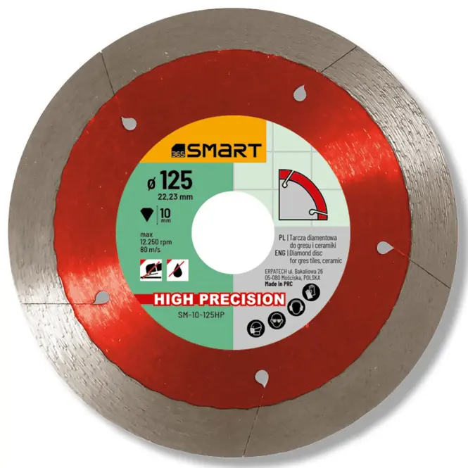 Tarcza diamentowa 125 mm do cięcia gresu, glazury, materiałów ceramicznych SM-10-125HP
