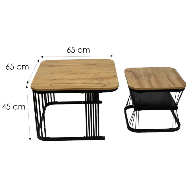 Zestaw Stolików Pmc-2508 Naturalny/Czarny