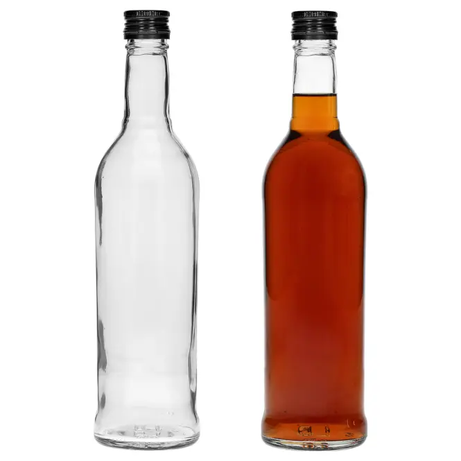 Butelka 500 ml smukła na wódkę z zakrętką czarna 6 szt.