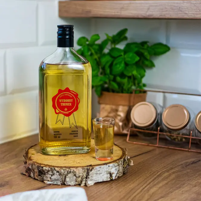 Butelka 500 ml z zakrętką i nadrukiem - Wybornytrunek 2-kol.