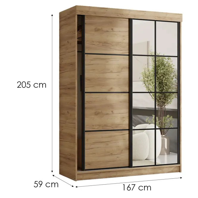 Szafa Tanger Z Lustrem 167 Dąb Craft Złoty