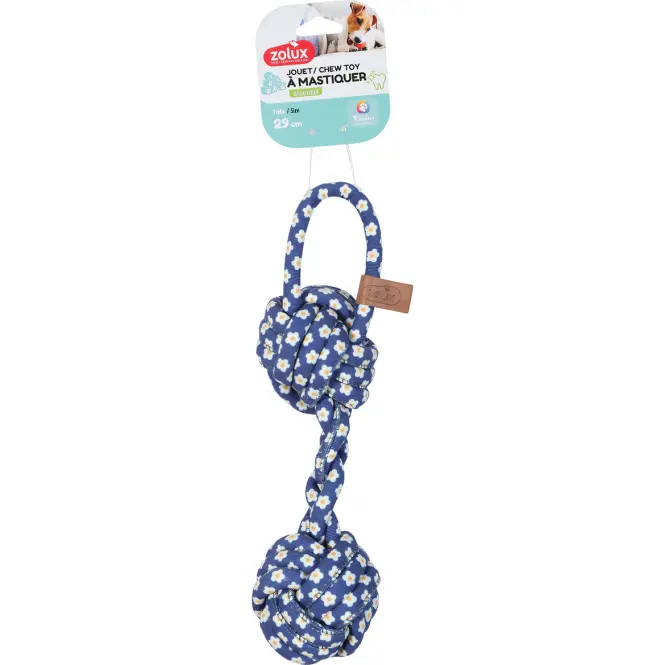 Zabawka dla psa gryzak hantel sznur Blue Flower 29 cm