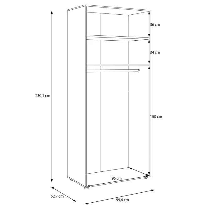 Korpus Szafy Moduklix 99,4x230,1 Dąb Mouvella