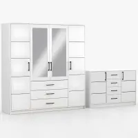 Zestaw szafa Belluno 200 biała + komoda Belluno 150