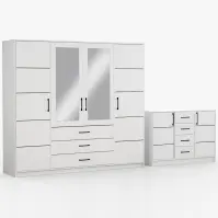 Zestaw szafa Belluno 240 biała + komoda Belluno 150
