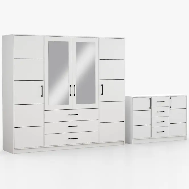Zestaw szafa Belluno 240 biała + komoda Belluno 150