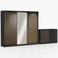 Zestaw szafa Royal 250 czarna + komoda Royal 150