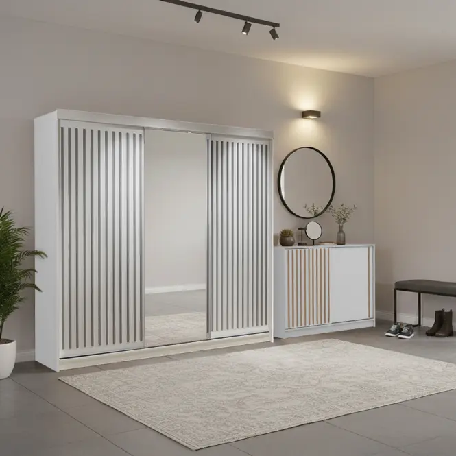 Zestaw szafa Royal 250 biała + komoda Royal 150