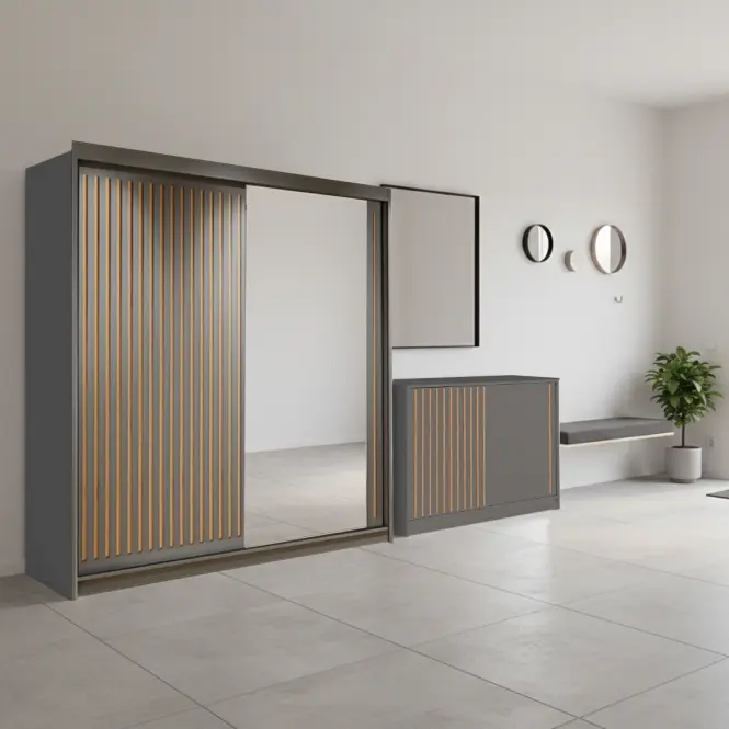Zestaw szafa Royal 203 szara + komoda Royal 150