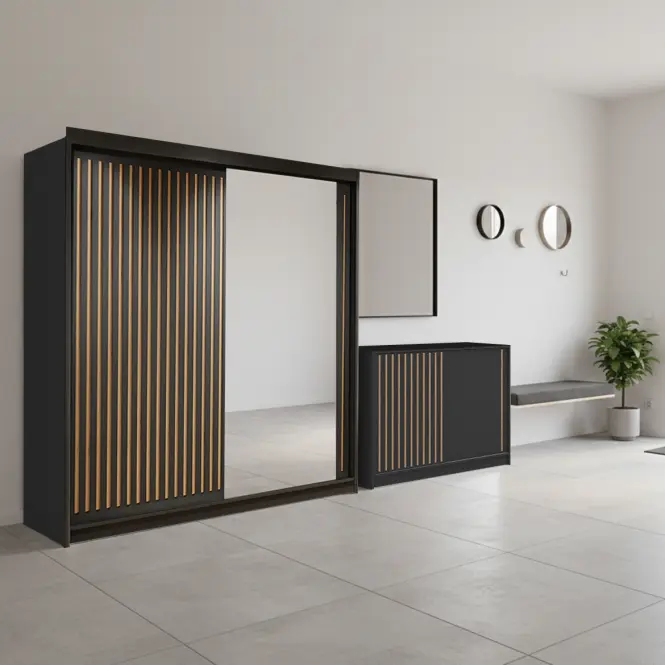 Zestaw szafa Royal 203 czarna + komoda Royal 150