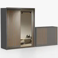 Zestaw szafa Royal 150 szara + komoda Royal 150