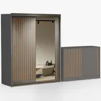 Zestaw szafa Royal 150 szara + komoda Royal 150