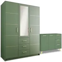 Zestaw Szafa Bali D3 Zielona + Komoda Bali 140