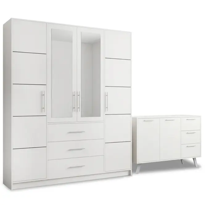 Zestaw Szafa Bali D4 Biała + Komoda Bali 140
