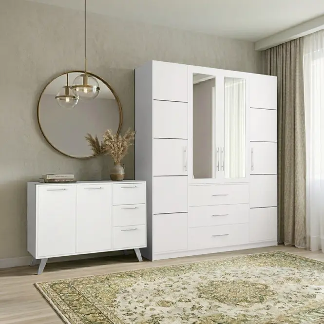 Zestaw Szafa Bali D4 Biała + Komoda Bali 140