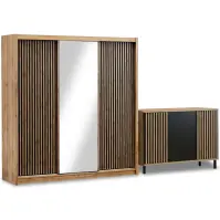 Zestaw Szafa London Wotan Lustro 250  + Komoda D3