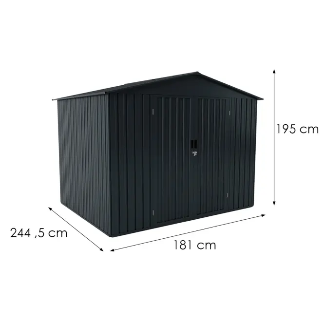 Ogrodowy domek metalowy 181 x 244,5 x 195 cm