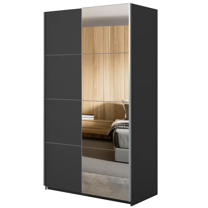 Szafa 120cm Beta 54  Czarny/Lustra